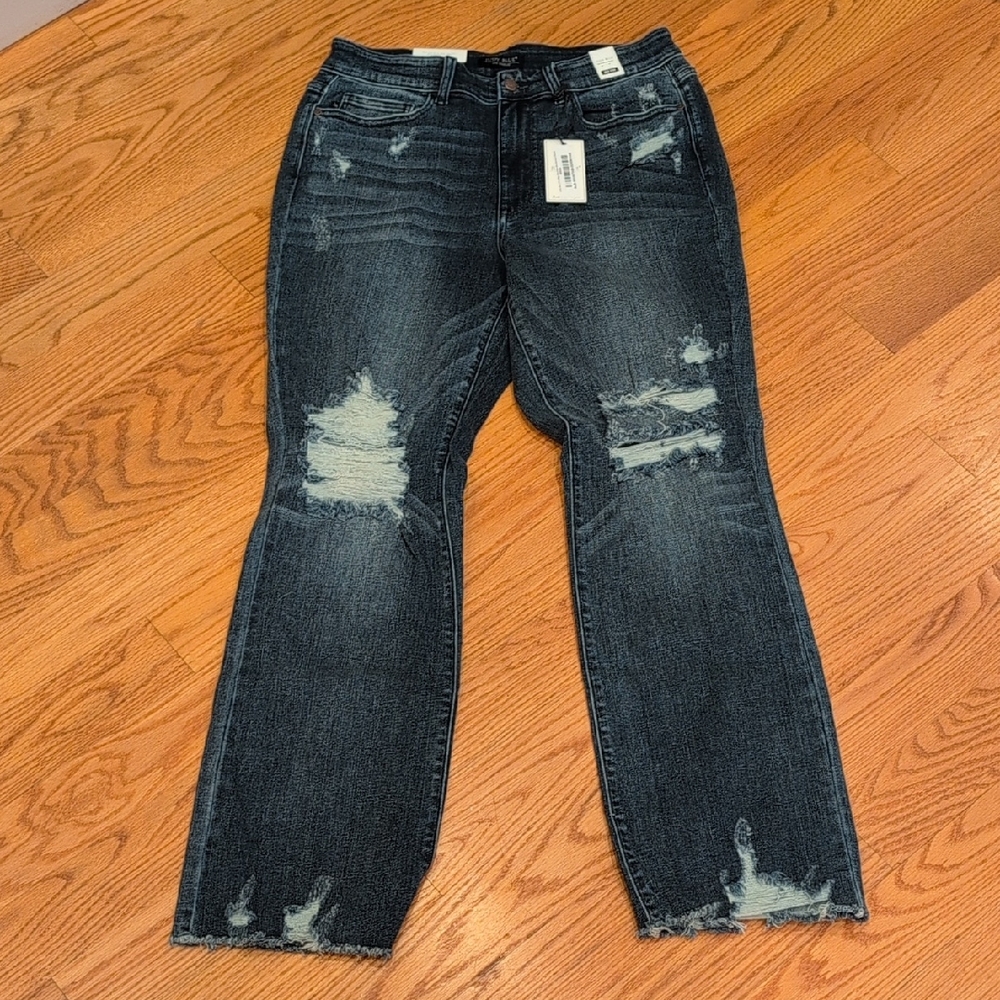 COPY - NEW W/Tags. Judy Blue Midrise Slim Bootcut Heavily Distressed.